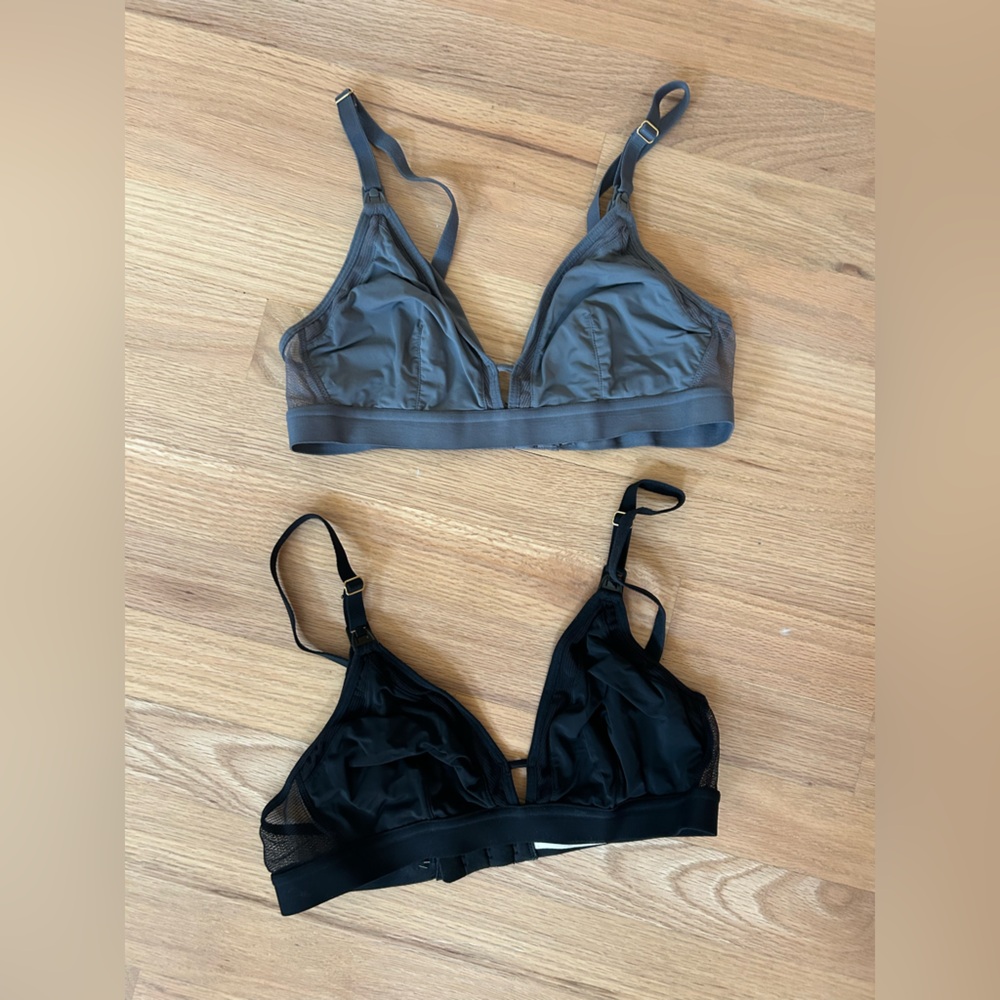 Bundle of 5 nursing bras- clip down and pull aside - Black, Gray - size small - Picture 5 of 11
